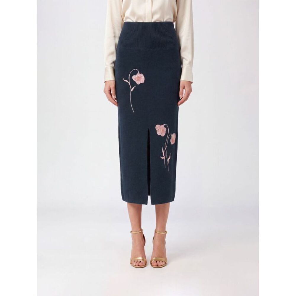 Erdem Women Floral Wool Blend Knit Midi Pencil Skirt Erdem